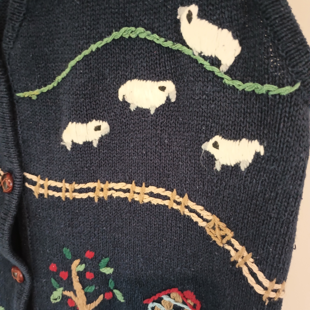 Capacity Women's Navy Farm Scene Knit Vest - Picture 2 of 6